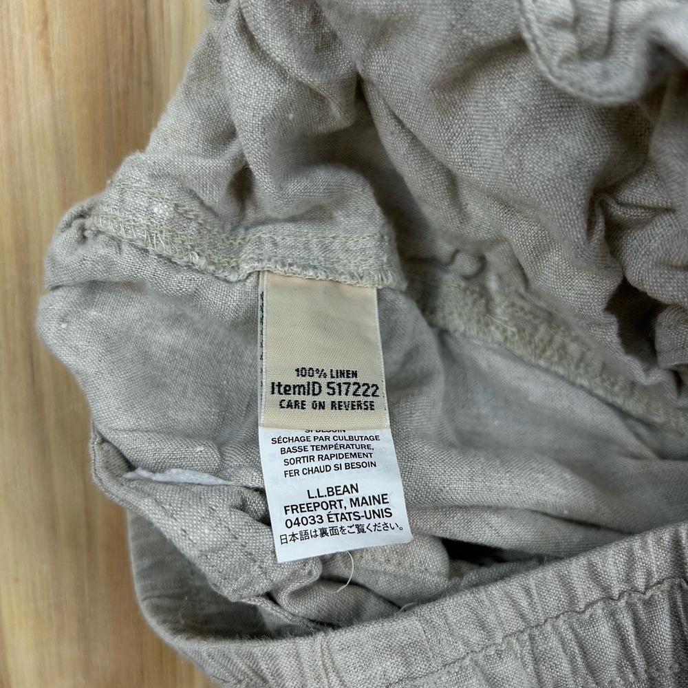 LL Bean Premium Linen Pull On Ankle Pants Mid Rise Size 10 Reg Beige Tan Outdoor - Picture 4 of 10